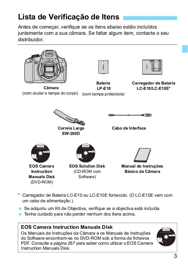 Manual Câmera Canon 1100 D Rebel T3