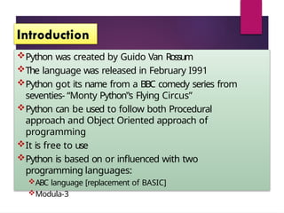 Comprehensive Introduction to Python Programming Language and Its ...