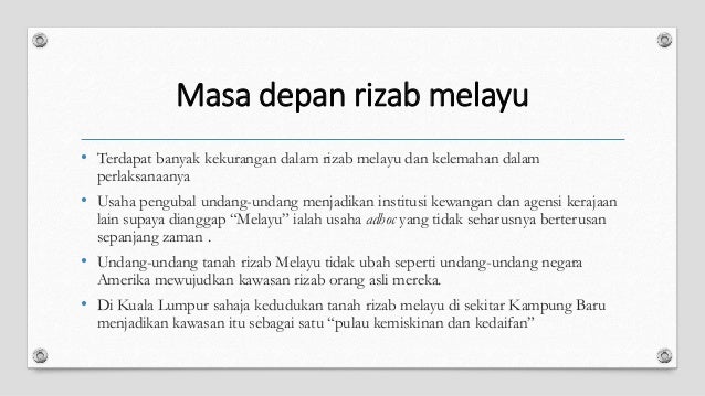 Land Law Tanah Rizab Melayu