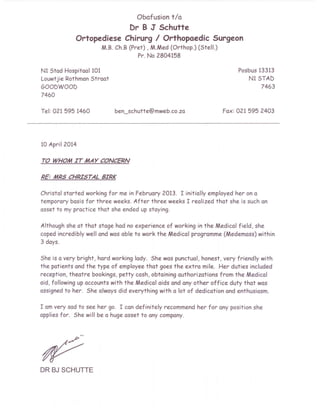 Dr Ben Schutte Referral letter