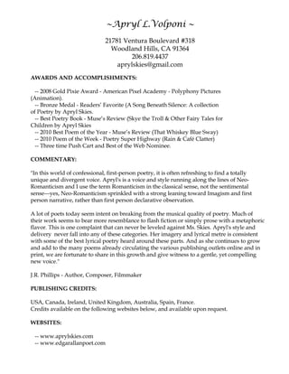 Apryl Volponi Resume - Art 6616 | PDF