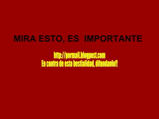 MIRA ESTO, ES  IMPORTANTE http://pormail.blogpost.com  En contra de esta bestialidad, difundanlo!! 