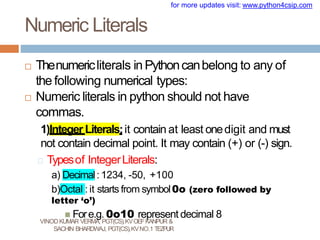 python literals - notes - python literals python... 008 FNDAMENTALS OF PYTHON FOR CLASS 11 cs-converted.pptx