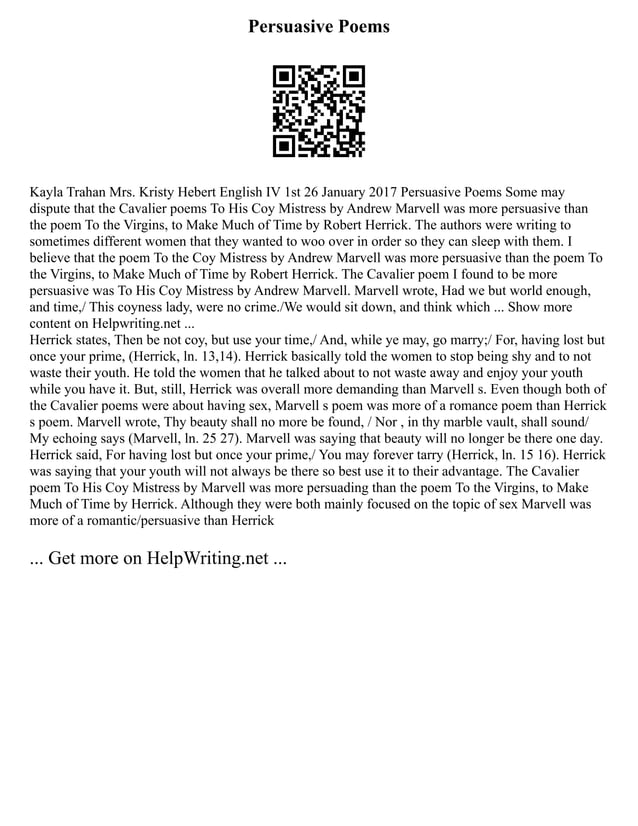 008 Interpretive Essay Example Examples Poem | PDF