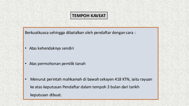 Land Law Sekatan Urusniaga Kaveat Perintah Larangan