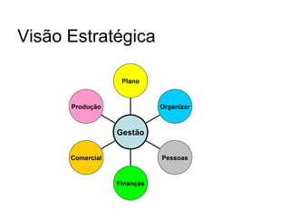 Visão Estratégica

                   Plano


      Produção               Organizar



                  Gestão


      Comercial              Pessoas


                  Finanças
 