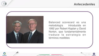 INFOTEC Centro de Investigación e Innovación en Tecnologías de la Información y Comunicación
Balanced scorecard es una
metodología introducida en
1992 por Robert Kaplan y David
Norton, que fundamentalmente
traduce la estrategia en
términos medibles
1 Antecedentes
7
 
