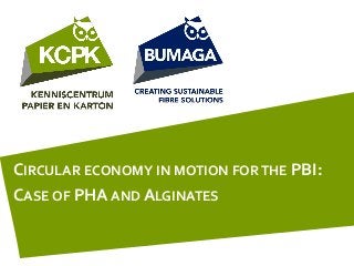 CIRCULAR ECONOMY IN MOTION FOR THE PBI:
CASE OF PHA AND ALGINATES
 