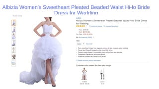 Albizia Women's Sweetheart Pleated Beaded Waist Hi-lo Bride
Dress for Wedding
 