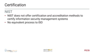 NIST Alternatives
• assessment and authorization (A&A) process that is part of the NIST
Risk Management Framework (RMF)
• ...