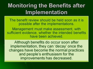 Monitoring the Benefits afterMonitoring the Benefits after
ImplementationImplementation
 