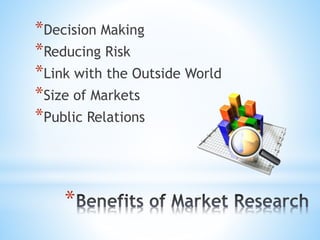 *
*Decision Making
*Reducing Risk
*Link with the Outside World
*Size of Markets
*Public Relations
 