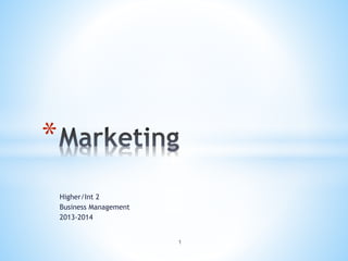 Higher/Int 2
Business Management
2013-2014
*
1
 