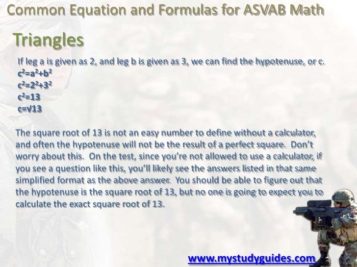 009 common equations and formulas for asvab math