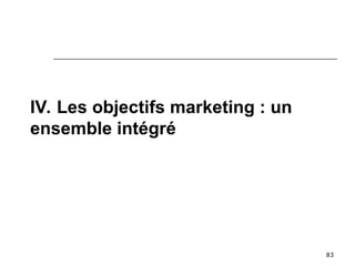 83
IV. Les objectifs marketing : un
ensemble intégré
 
