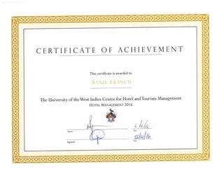 certificat of achievement (UWI)
