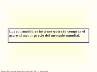 Los consumidores internos querrán comprar el acero al menor precio del mercado mundial. 