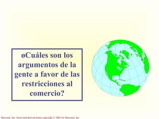 ¿Cuáles son los argumentos de la gente a favor de las restricciones al comercio? 