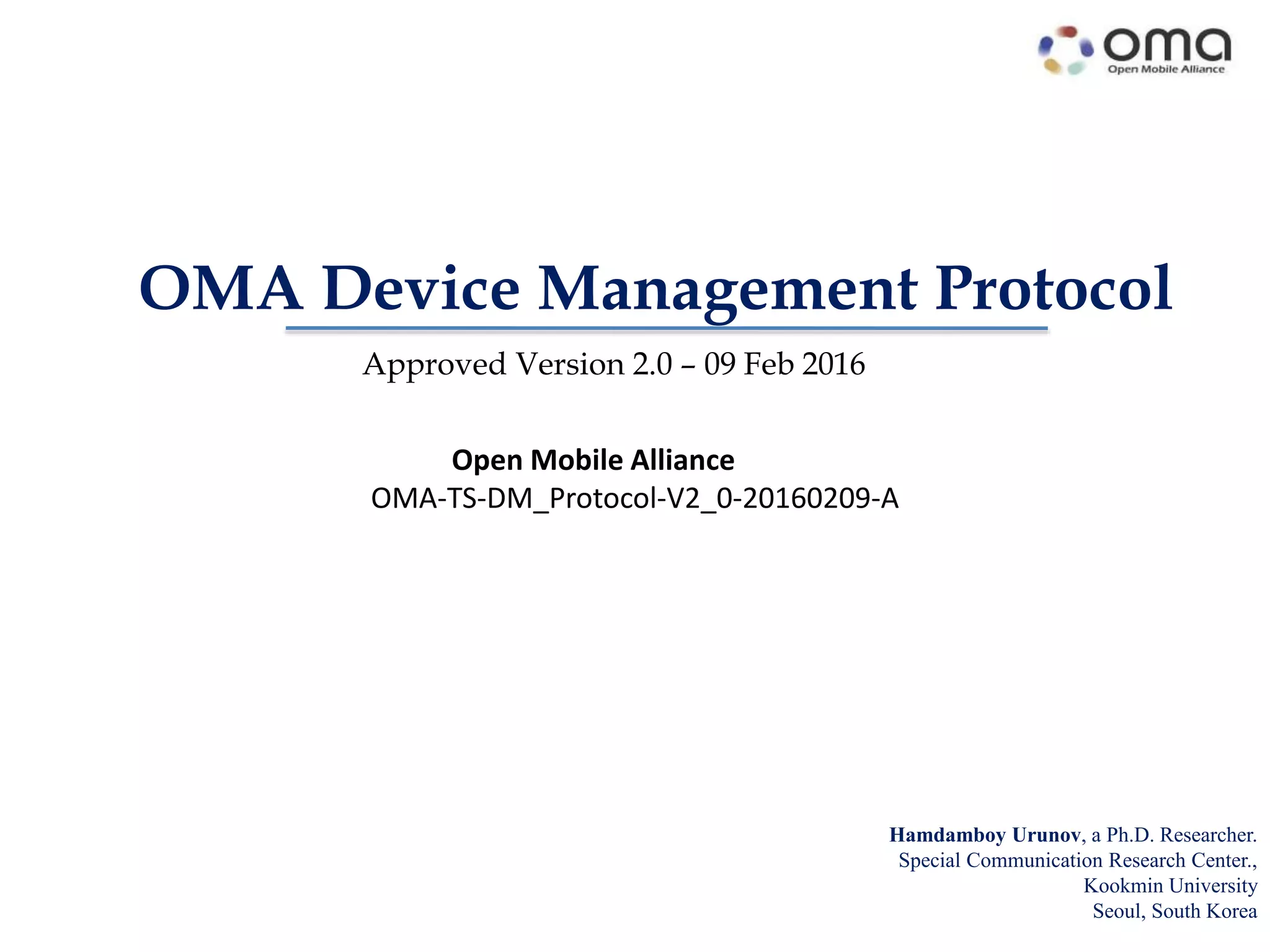 oma dmprotocol PPT