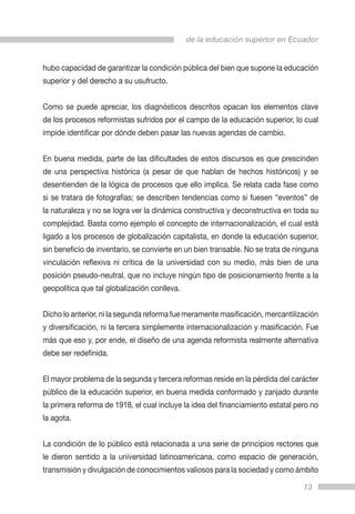Tercera ola de transformación de la educación superior en ecuador | PDF