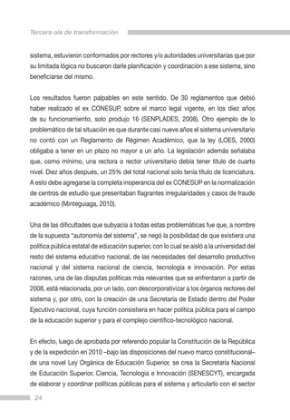 Tercera ola de transformación de la educación superior en ecuador | PDF