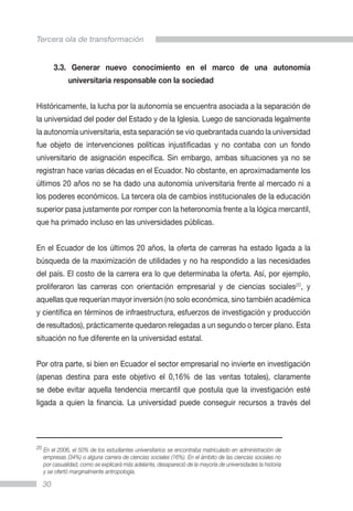 Tercera ola de transformación de la educación superior en ecuador | PDF
