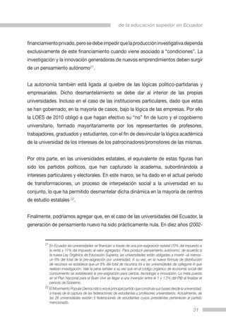 Tercera ola de transformación de la educación superior en ecuador | PDF