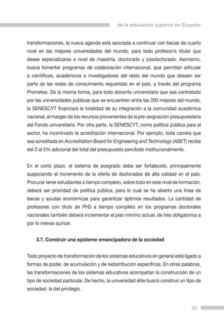 Tercera ola de transformación de la educación superior en ecuador | PDF