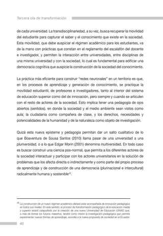 Tercera ola de transformación de la educación superior en ecuador | PDF
