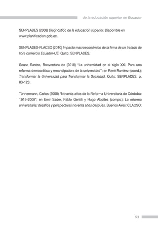 Tercera ola de transformación de la educación superior en ecuador | PDF