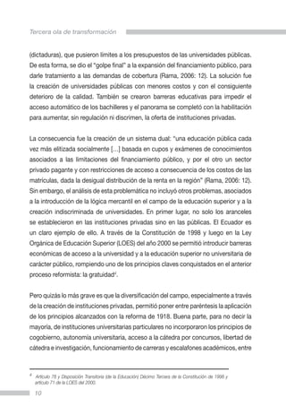 Tercera ola de transformación de la educación superior en ecuador | PDF