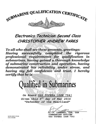 SUMARINES (SS) CERTIFICATE