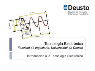 Tecnología Electrónica
Facultad de Ingeniería, Universidad de Deusto
Introducción a la Tecnología Electrónica
 