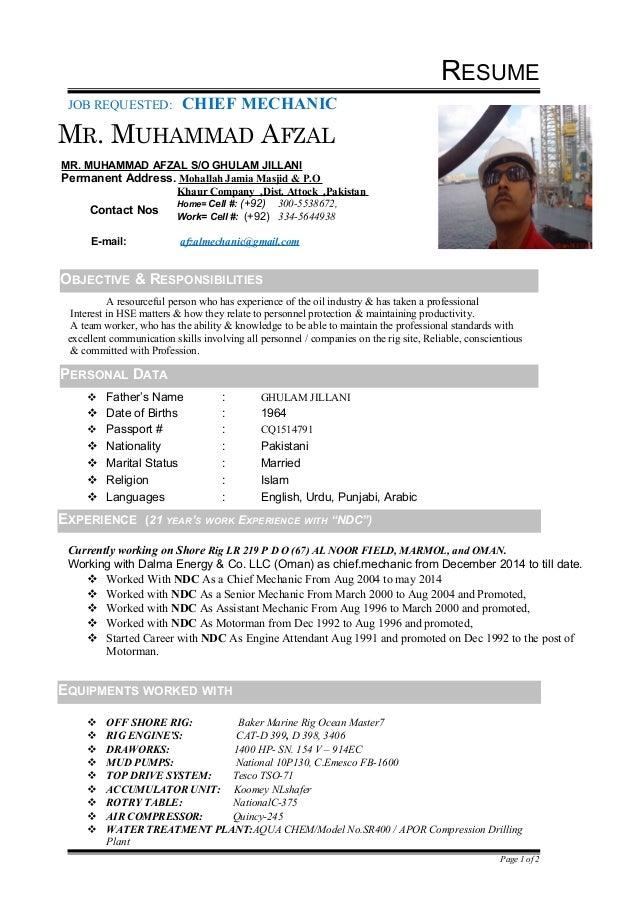 mechanic cv