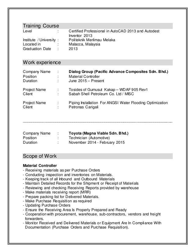 Mohd Faiz Resume Bi Update 30 October 2015