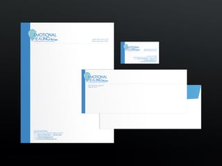 Corporate Identity & Stationery Design/ EMOTIONAL HEALING THROUGH THERAPY™
Cover Letter, Converted A10 Envelope(Front & Back) & Business Card           © Copyright Beeround Design Studio 2010. All Rights Reserved.
 