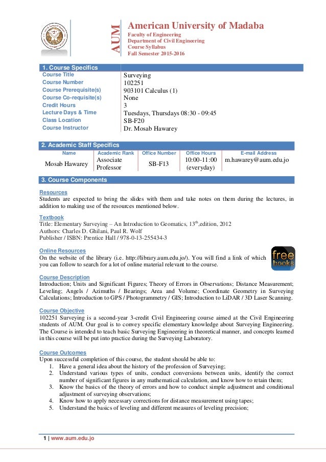 Syllabus Of Surveying - 