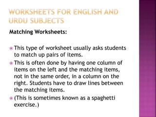 developing effective worksheets