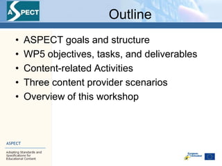 Content providers\' roles in the ASPECT project