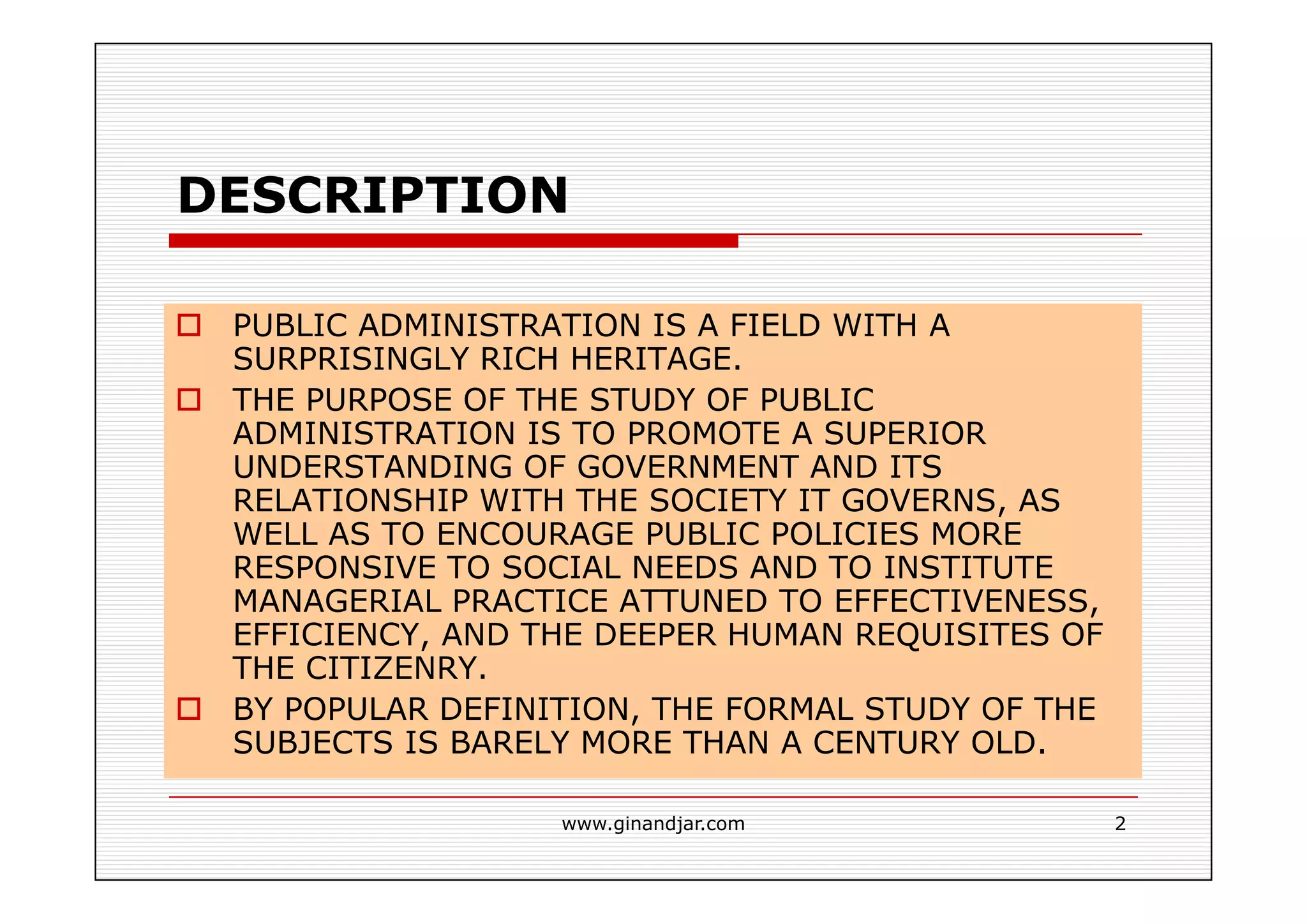 THE THEORY OF PUBLIC ADMINISTRATION