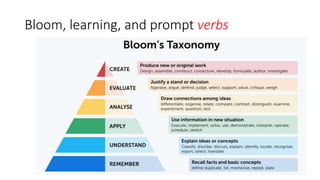 Bloom, learning, and prompt verbs
 
