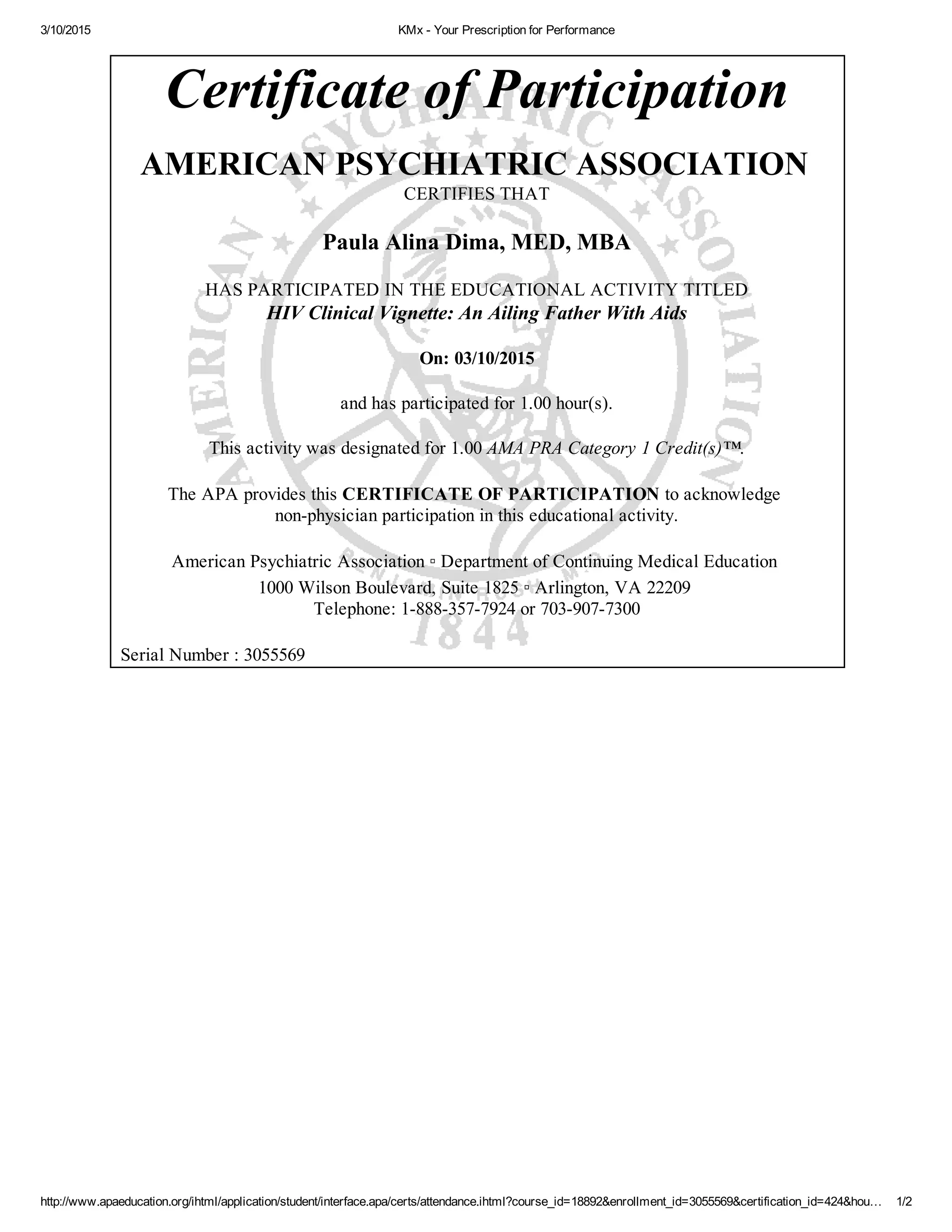 AMA Credits for participation | PDF