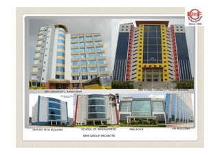 SRM GROUP PROJECTS
SRM IT PARK, CHENNAI 1ST TALLEST BUILDING
SRM BIO TECH BUILDING
UB BUILDINGSCHOOL OF MANAGEMENT
SRM UNIVERSITY, RAMAPURAM
MBA BLOCK
 
