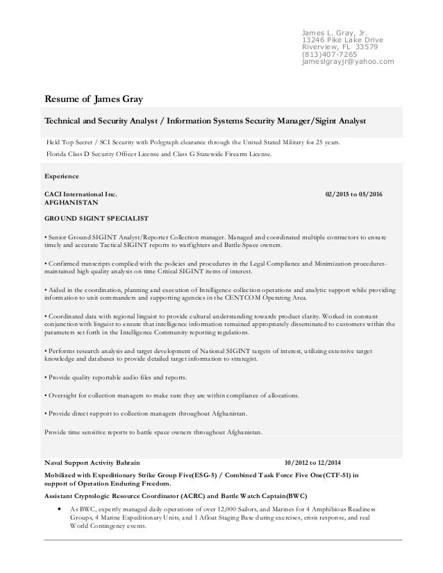 james gray resume may 2016