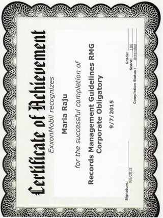 CERT - EXXONMOBIL - RECORD MANAGEMENT - PART 11 | PDF