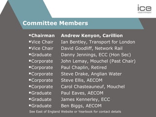 Committee Members <ul><li>Chairman  Andrew Kenyon, Carillion </li></ul><ul><li>Vice Chair  Ian Bentley, Transport for Lond...