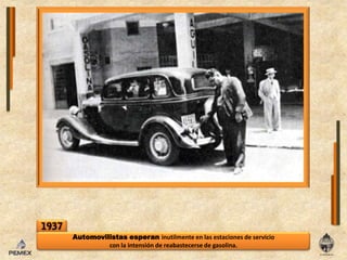 1937Automovilistasesperaninutilmente en las estaciones de servicioconlaintensión de reabastecerse de gasolina.