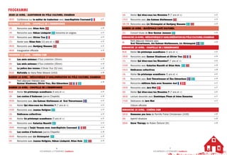 ESCAPADES LITTÉRAIRES Scandinavie
6
ESCAPADES LITTÉRAIRES Scandinavie
7
JEUDI 16 AVRIL - AUDITORIUM DU PÔLE CULTUREL CHABRAN
18h30 Conférence sur le métier de traducteur avec Jean-Baptiste Coursaud p. 9
VENDREDI 17 AVRIL - CHAPELLE DE L’OBSERVANCE
10h Rencontre avec Stian Hole p. 10
14h Rencontre avec Håkan Lindquist rencontre en anglais p. 11
15h30 Rencontre avec Olivier Truc p. 12
17h Atelier avec Stian Hole (10 ans et +) p. 12
18h30 Rencontre avec Herbjørg Wassmo p. 12
19h30 Inauguration officielle p. 12
VENDREDI 17 AVRIL - CINÉMA CGR
9h Les amis animaux d’Eva Lindström (35min) p. 19
10h Les amis animaux d’Eva Lindström (35min) p. 19
14h La police des rennes d’Olivier Truc (52 min) p. 20
20h30 Refroidis de Hans Peter Moland (1h53) p. 20
SAMEDI 18 AVRIL - MÉDIATHÈQUE D'AGGLOMÉRATION DU PÔLE CULTUREL CHABRAN
9h
Petit déjeuner littéraire avec
Gunnar Staalesen, Olivier Truc, Åke Edwardson
p. 18
SAMEDI 18 AVRIL - CHAPELLE DE L’OBSERVANCE
9h30 Atelier Un printemps scandinave (5 ans et +) p. 21
10h Les contes d’Andersen (parvis Chapelle) p. 18
10h30 Rencontre avec Jón Kalman Stefánsson et Árni Thórarinsson p. 13
11h Atelier Qui êtes-vous les Moomins ? (7 ans et +) p. 21
11h30 Rencontre avec Joanna Hellgren p. 13
12h Dédicaces collectives p. 13
14h Atelier Un printemps scandinave (5 ans et +) p. 21
14h Rencontre avec Katarina Mazetti p. 13
14h45 Hommage à Tarjei Vesaas avec Jean-Baptiste Coursaud p. 14
15h Les contes d'Andersen (parvis Chapelle) p. 18
15h30 Rencontre avec Liv Strömquist p. 14
16h Rencontre avec Joanna Hellgren, Håkan Lindquist, Stian Hole p. 14
16h Atelier Qui êtes-vous les Moomins ? (7 ans et +) p. 21
17h15 Rencontre avec Jón Kalman Stefánsson p. 15
18h-19h Rencontre avec Liv Strömquist et Herbjørg Wassmo p. 15
SAMEDI 18 AVRIL - BUCÉPHALE CAFÉ CULTUREL
21h Concert blues de Bror Gunnar Jansson p. 25
DIMANCHE19AVRIL-MÉDIATHÈQUED'AGGLOMÉRATIONDUPÔLECULTURELCHABRAN
9h
Petit déjeuner littéraire avec
Árni Thórarinsson, Jón Kalman Stefánssson, Liv Strömquist
p. 18
DIMANCHE 19 AVRIL - CHAPELLE DE L’OBSERVANCE
9h30 Atelier Un printemps scandinave (5 ans et +) p. 21
10h30 Rencontre avec Gunnar Staalesen et Olivier Truc p. 16
11h Atelier Qui êtes-vous les Moomins? (7 ans et +) p. 21
11h30 Rencontre avec Katarina Mazetti et Stian Hole p. 16
12h15 Dédicaces collectives p. 16
14h Atelier Un printemps scandinave (5 ans et +) p. 21
14h Rencontre avec Árni Thórarinsson et Åke Edwardson p. 16
15h Rencontre éditions Gaïa avec Susanne Juul p. 17
15h30 Rencontre avec Jørn Riel p. 17
16h Atelier Qui êtes-vous les Moomins ? (7 ans et +) p. 21
16h30 Lecture dessinée avec Dominique Pinon et Irène Bonacina p. 17
17h30 Dédicaces de Jørn Riel p. 17
Clôture officielle
DIMANCHE 19 AVRIL - CINÉMA CGR
18h30 Someone you love de Pernille Fisher Christensen (1h35) p. 20
20h Apéritif dînatoire p. 20
20h45 Snow Therapy de Ruben Ösltund (2h) p. 20
PROGRAMME
 