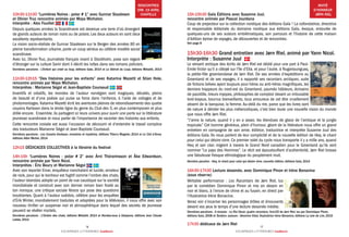 ESCAPADES LITTÉRAIRES Scandinavie
16
ESCAPADES LITTÉRAIRES Scandinavie
17
15h-15h30 Gaïa Éditions avec Susanne Juul,
rencontre animée par Pascal Jourdana
Coup de projecteur sur la collection nordique des éditions Gaïa ! La cofondatrice, directrice
et responsable éditoriale du domaine nordique aux éditions Gaïa, évoque, entourée de
quelques-uns de ses auteurs emblématiques, son parcours et l’histoire de cette maison
d’édition éprise de voyages, de découvertes et de rencontres.
Voir page 8
15h30-16h30 Grand entretien avec Jørn Riel, animé par Yann Nicol.
Interprète : Susanne Juul
Le versant arctique des écrits de Jørn Riel est dédié pour une part à Paul-
Emile Victor qu’il a côtoyé sur l’île d’Ella, et pour l’autre, à Nugarssunguaq,
la petite-fille groenlandaise de Jørn Riel. De ses années d’expéditions au
Groenland et de ses voyages, il a rapporté ses racontars arctiques, suite
de fictions brèves ayant toujours pour héros ou anti-héros magnifiques, les
derniers trappeurs du nord-est du Groenland, paumés hâbleurs, écrivains
de pacotille, tireurs myopes, philosophes de comptoir devant un imbuvable
tord-boyaux, bourrus bienveillants, tous amoureux de cet être cruellement
absent de la banquise, la femme.Au-delà du rire, parce que les livres sont
de nature à dérider les plus mélancoliques, c’est bien toute une nouvelle vision du monde
que nous offre Jørn Riel.
“J’aime la nature, quand il y en a assez, les étendues de glace de l’arctique et la jungle
tropicale.” Cet homme généreux, plein d’humour, géant de la littérature nous offre un grand
entretien en compagnie de son amie, éditrice, traductrice et interprète Susanne Juul des
éditions Gaïa. Ils nous parlent de leur complicité et de la nouvelle édition de Heq, le chant
pour celui qui désire vivre. Ce premier volet du cycle nous transporte il y a mille ans, quand
Heq et son clan migrent à travers le Grand Nord canadien pour le Groenland qu’ils vont
nommer “Le pays des Hommes”. Le récit est époustouflant d’authenticité, Jørn Riel brosse
une fabuleuse fresque ethnologique du peuplement inuit.
Dernière parution : Heq, le chant pour celui qui désire vivre, nouvelle édition, éditions Gaïa, 2014
16h30-17h30 Lecture dessinée, avec Dominique Pinon et Irène Bonacina
(sous réserve)
Véritable performance : Les Racontars de Jørn Riel, lus
par le comédien Dominique Pinon et mis en dessin en
noir et blanc, à l’encre de chine et au fusain, en direct par
l’illustratrice Irène Bonacina.
Venez voir s’incarner les personnages drôles et émouvants
devant vos yeux le temps d’une lecture dessinée inédite.
Dernières parutions : A écouter : Le Roi Oscar, quatre racontars, livre-CD de Jørn Riel, lus par Dominique Pinon,
éditions Gaïa, 2008 et Tandem, auteure : Séverine Vidal, illustratrice Irène Bonacina, éditions La Joie de Lire, 2015
17h30 dédicace de Jørn Riel
10h30-11h30 “Lumières Noires : polar # 1” avec Gunnar Staalesen
et Olivier Truc rencontre animée par Maya Michalon.
Interprète : Alex Fouillet
Depuis quelques années la Scandinavie est devenue une terre d’où émergent
de grands auteurs de roman noirs ou de polars. Les deux auteurs en sont deux
excellents représentants.
La vision socio-réaliste de Gunnar Staalesen sur le Bergen des années 80 en
pleine transformation urbaine, porte un coup sérieux au célèbre modèle social
scandinave.
Avec lui, Olivier Truc, journaliste français vivant à Stockholm, pose son regard
d’étranger sur la culture Sami dont il décrit les luttes dans ses romans policiers.
Dernières parutions : L’Enfant qui criait au loup, éditions Gaïa, 2014 et Le Détroit du Loup, éditions Métailié, 2014
11h30-12h15 “Des histoires pour les enfants” avec Katarina Mazetti et Stian Hole,
rencontre animée par Maya Michalon.
Interprètes : Marianne Ségol et Jean-Baptiste Coursaud
Inventifs et créatifs, les mondes de l’auteur norvégien sont magiques, décalés, pleins
de beauté et d’une poésie qui puise sa force dans l’enfance, à l’aide de collages et de
photomontages. Katarina Mazetti écrit les aventures pleines de rebondissements des quatre
cousins Karlsson dans la droite ligne du genre du Club des 5, en plus contemporain et plus
drôle encore. Ensemble, ils partagent ici leurs univers pour ouvrir une porte sur la littérature
jeunesse scandinave et nous parler de l’importance de raconter des histoires aux enfants.
Cette rencontre croisée est aussi l’occasion de découvrir et d’entendre le travail complice
des traducteurs Marianne Ségol et Jean-Baptiste Coursaud.
Dernières parutions : Les Cousins Karlsson, monstres et mystères, éditions Thierry Magnier, 2014 et Le Ciel d’Anna,
éditions Albin Michel, 2014
12h15 DÉDICACES COLLECTIVES à la librairie du festival
14h-15h “Lumières Noires : polar # 2” avec Árni Thórarinsson et Åke Edwardson,
rencontre animée par Yann Nicol.
Interprétes : Éric Boury et Marianne Ségol
Avec son reporter Einar, enquêteur nonchalant et lucide, amateur
de rock, pour qui le bonheur est fugitif comme l’ombre des chats,
l’auteur islandais adopte un point de vue caustique sur la société
mondialisée et construit avec son dernier roman bien ficelé au
ton ironique, une critique sociale féroce qui pose des questions
troublantes. Quant à l’auteur suédois, célèbre pour les enquêtes
d’Erik Winter, mondialement traduites et adaptées pour la télévision, il nous offre avec son
nouveau thriller un suspense noir et atmosphérique dans lequel des secrets de jeunesse
peuvent se révéler mortels.
Dernières parutions : L’Ombre des chats, éditions Métailié, 2014 et Rendez-vous à Estepona, éditions Jean Claude
Lattès, 2014
RENCONTRES
DIM. 19 AVRIL
CHAPELLE
INVITÉ
D’HONNEUR
JØRN RIEL
 