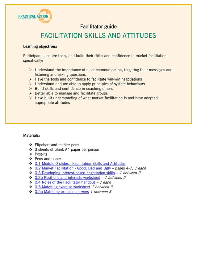 Facilitation Training Materials - Facilitator Guide | PDF | Family and ...
